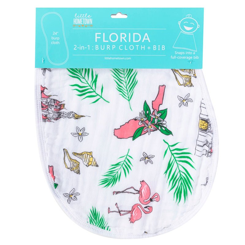 Gift Set: Florida Baby Muslin Swaddle Blanket and Burp Cloth/Bib Combo (Floral) Newborn Essentials for Feeding and Comfort