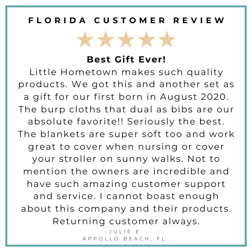 Gift Set: Florida Baby Muslin Swaddle Blanket and Burp Cloth/Bib Combo Hospital Coming Home Essential