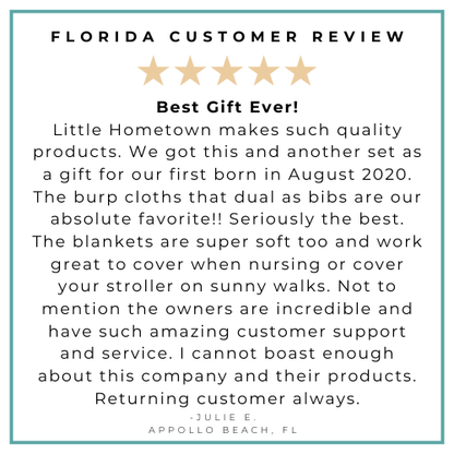 Gift Set: Florida Baby Muslin Swaddle Blanket and Burp Cloth/Bib Combo Hospital Coming Home Essential