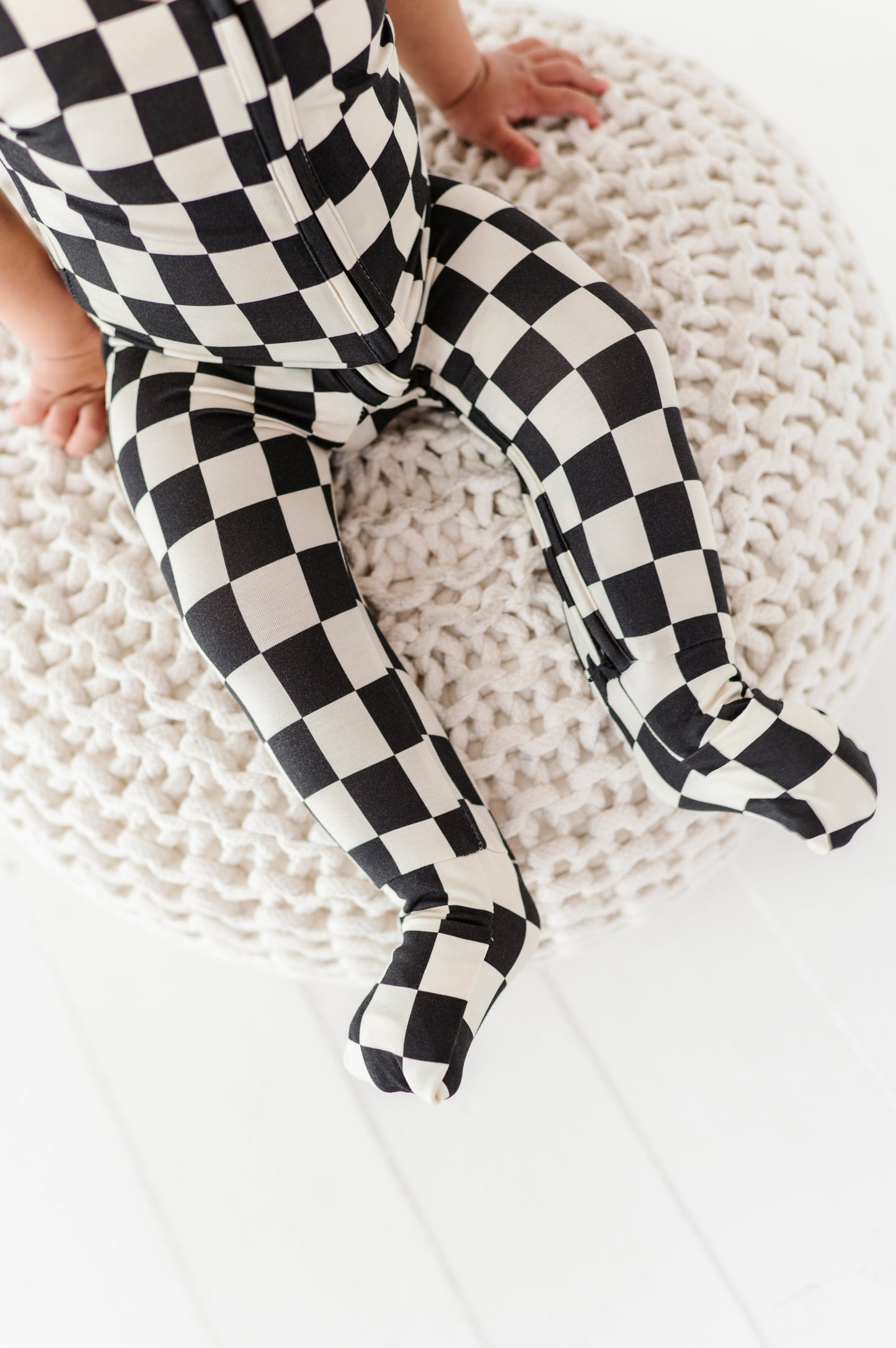 BAMBOO - BLACK CHECKERED SHORT SLEEVE ONESIE