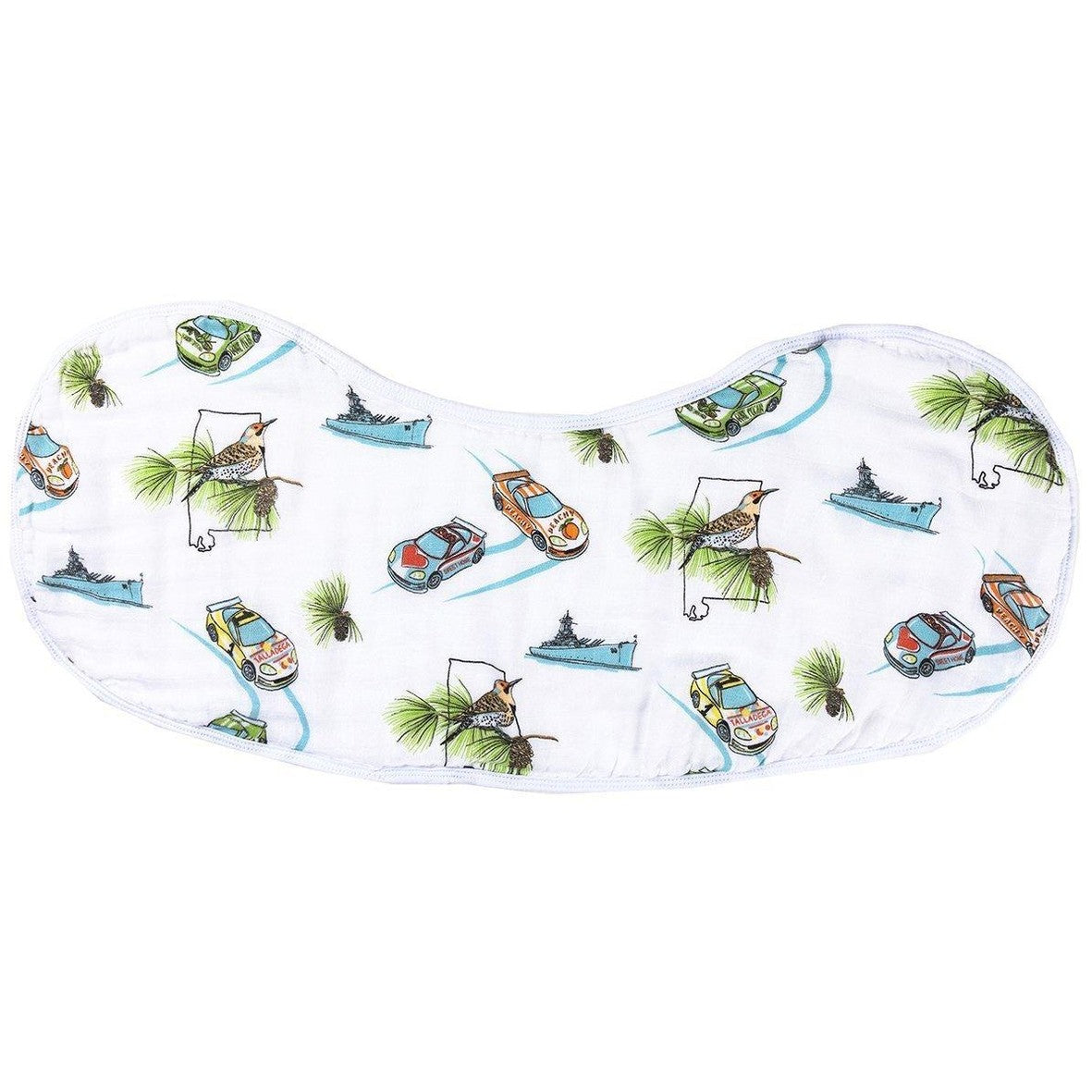 Gift Set: Alabama Baby Muslin Swaddle Blanket and Burp Cloth/Bib Combo Soft Breathable Bamboo Cotton
