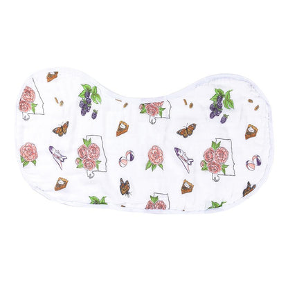 Gift Set: Alabama Floral Baby Muslin Swaddle Blanket and Burp Cloth/Bib Combo Baby Shower Essential for Newborn