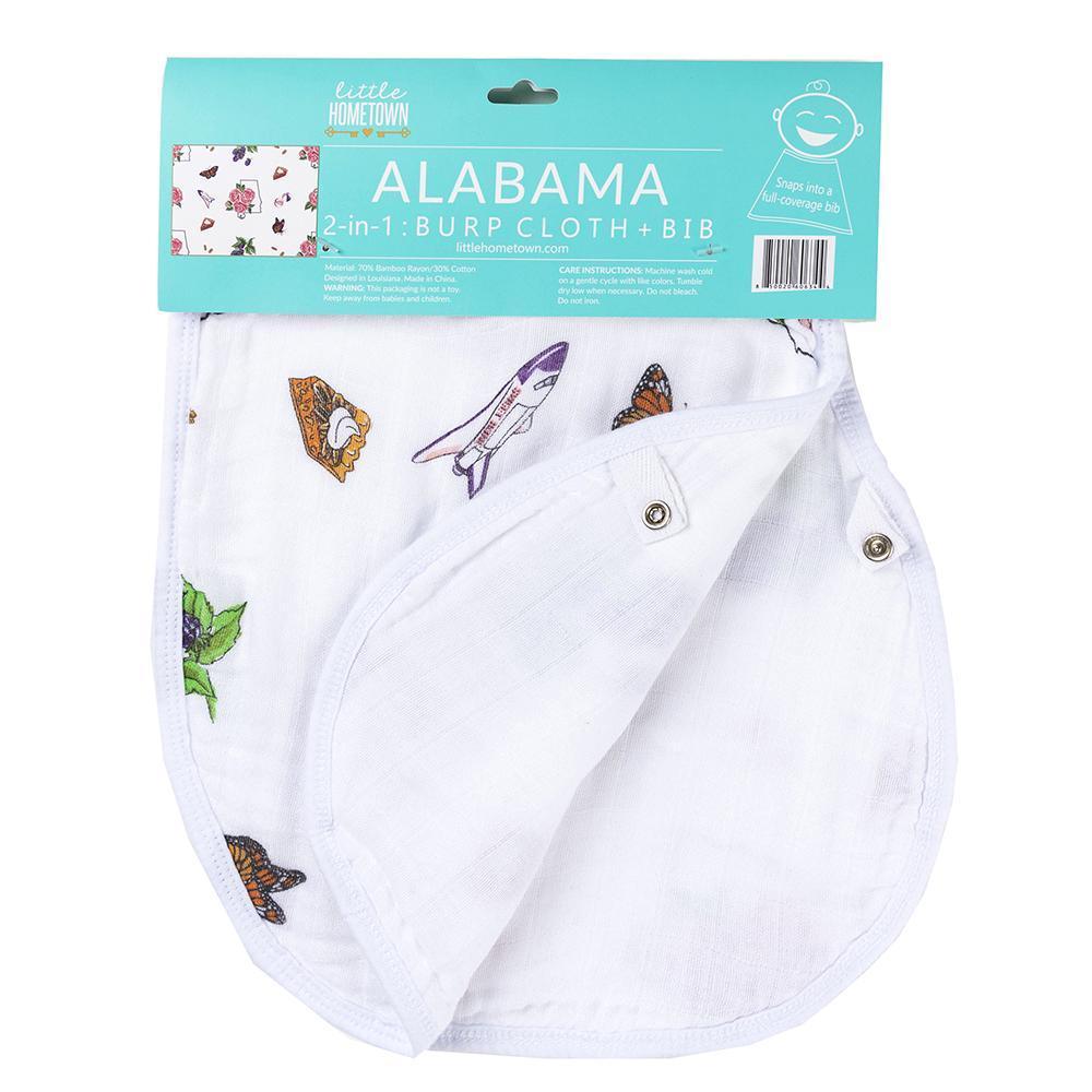 Gift Set: Alabama Floral Baby Muslin Swaddle Blanket and Burp Cloth/Bib Combo Baby Shower Essential for Newborn