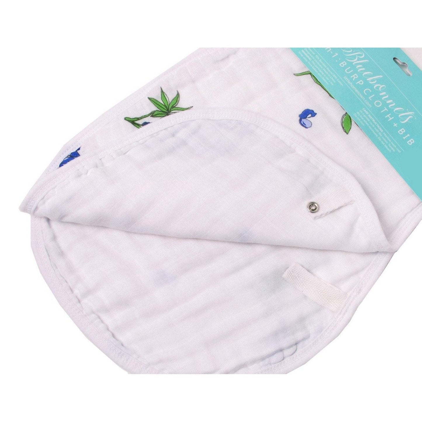 Gift Set: Bluebonnets Baby Muslin Swaddle Blanket and Burp Cloth/Bib Combo Soft Breathable Bamboo Cotton