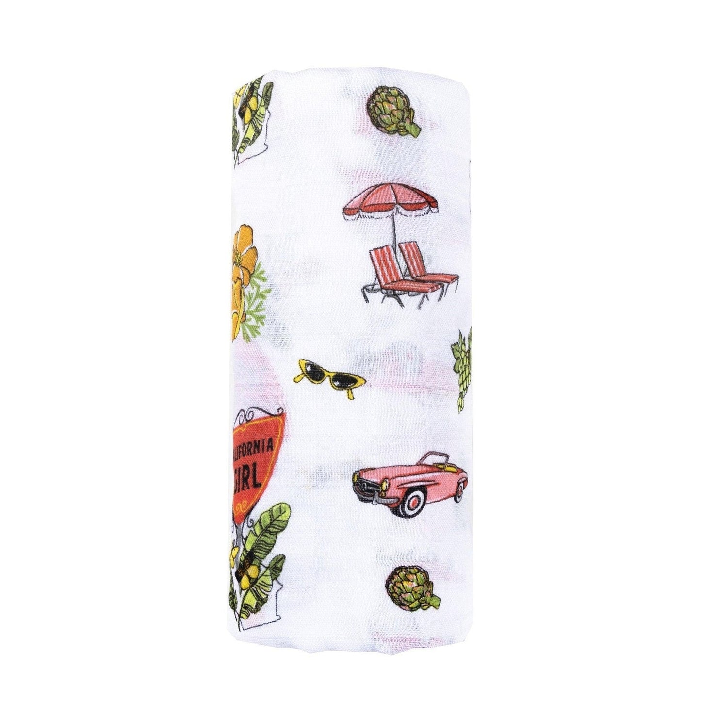 Gift Set: California Baby Muslin Swaddle Blanket and Burp Cloth/Bib Combo Hospital Coming Home Essential