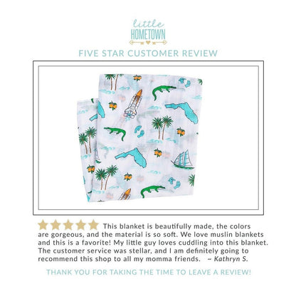Gift Set: Florida Baby Muslin Swaddle Blanket and Burp Cloth/Bib Combo (Floral) Newborn Essentials for Feeding and Comfort