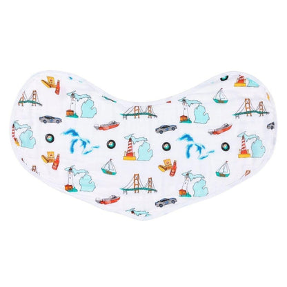 Gift Set: Michigan Baby Muslin Swaddle Blanket and Burp Cloth/Bib Combo Extra Large Bamboo Cotton