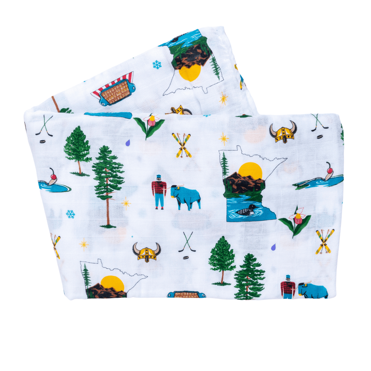 Gift Set: Minnesota Baby Muslin Swaddle Blanket and Burp Cloth/Bib Combo Newborn Essentials for Feeding and Comfort