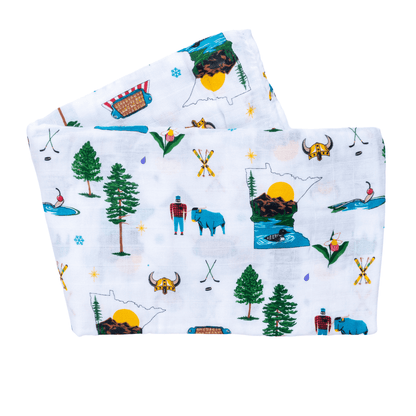 Gift Set: Minnesota Baby Muslin Swaddle Blanket and Burp Cloth/Bib Combo Newborn Essentials for Feeding and Comfort