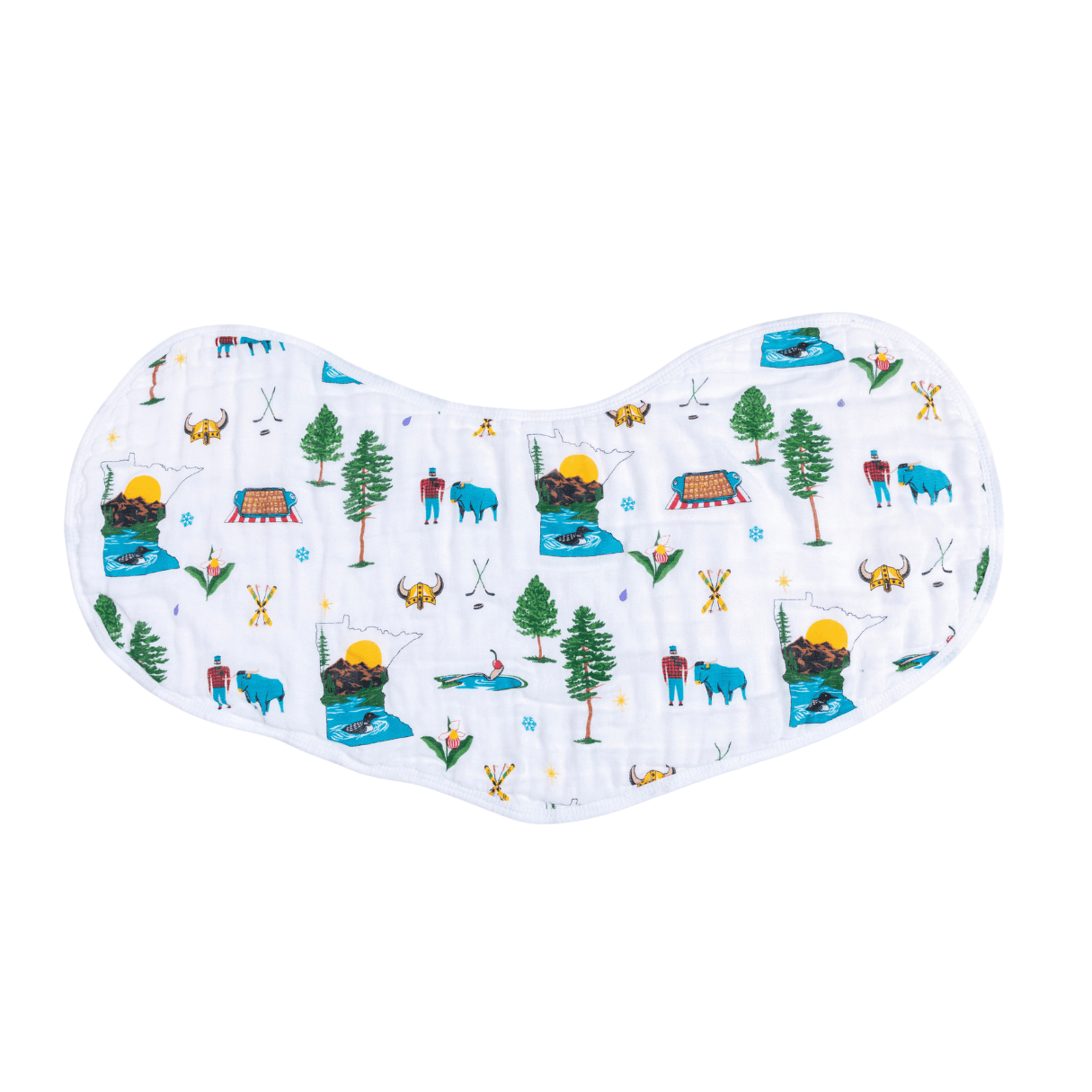 Gift Set: Minnesota Baby Muslin Swaddle Blanket and Burp Cloth/Bib Combo Newborn Essentials for Feeding and Comfort