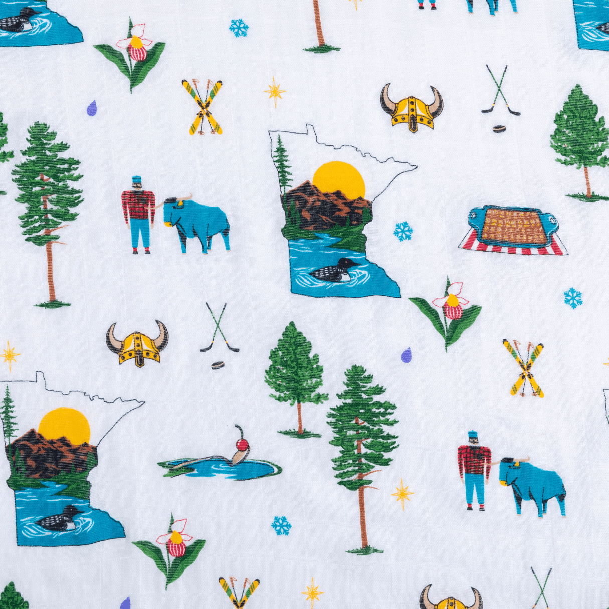 Gift Set: Minnesota Baby Muslin Swaddle Blanket and Burp Cloth/Bib Combo Newborn Essentials for Feeding and Comfort
