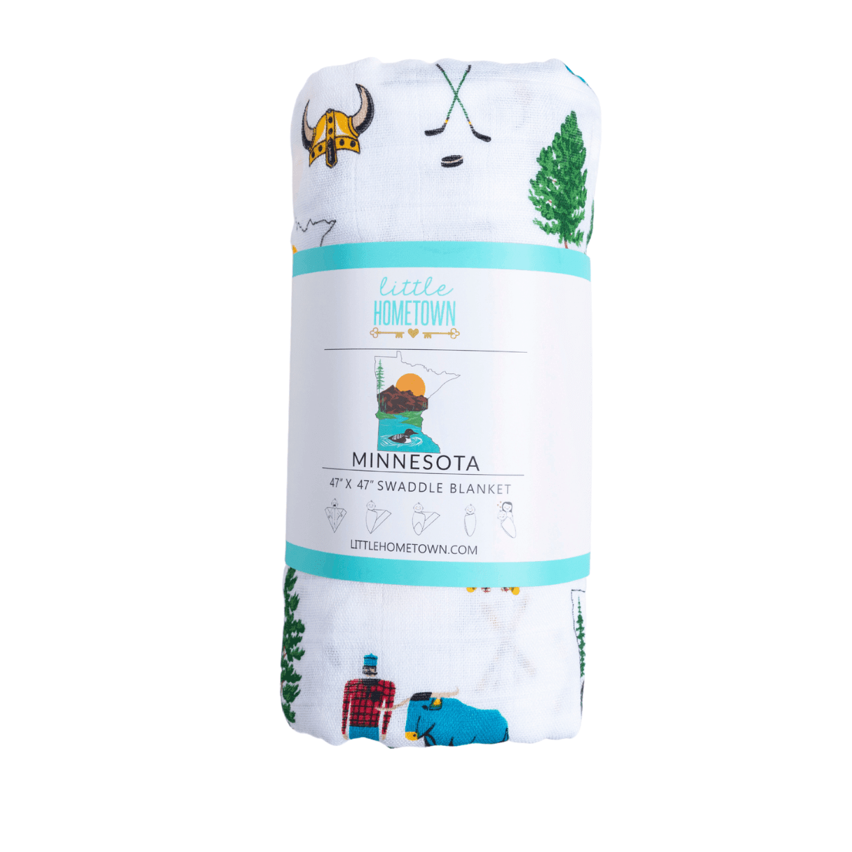Gift Set: Minnesota Baby Muslin Swaddle Blanket and Burp Cloth/Bib Combo Newborn Essentials for Feeding and Comfort