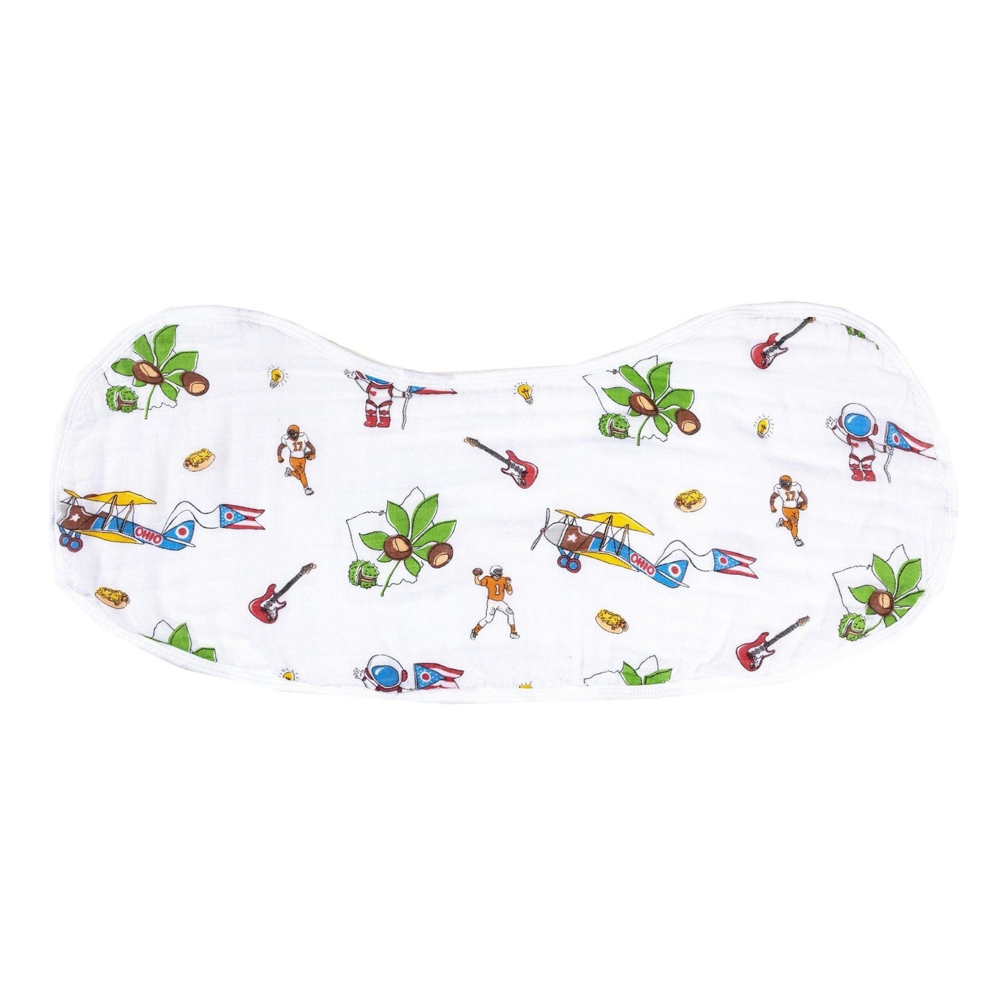 Gift Set: Ohio Baby Muslin Swaddle Receiving Blanket and Burp Cloth / Bib Combo Hospital Coming Home Essential