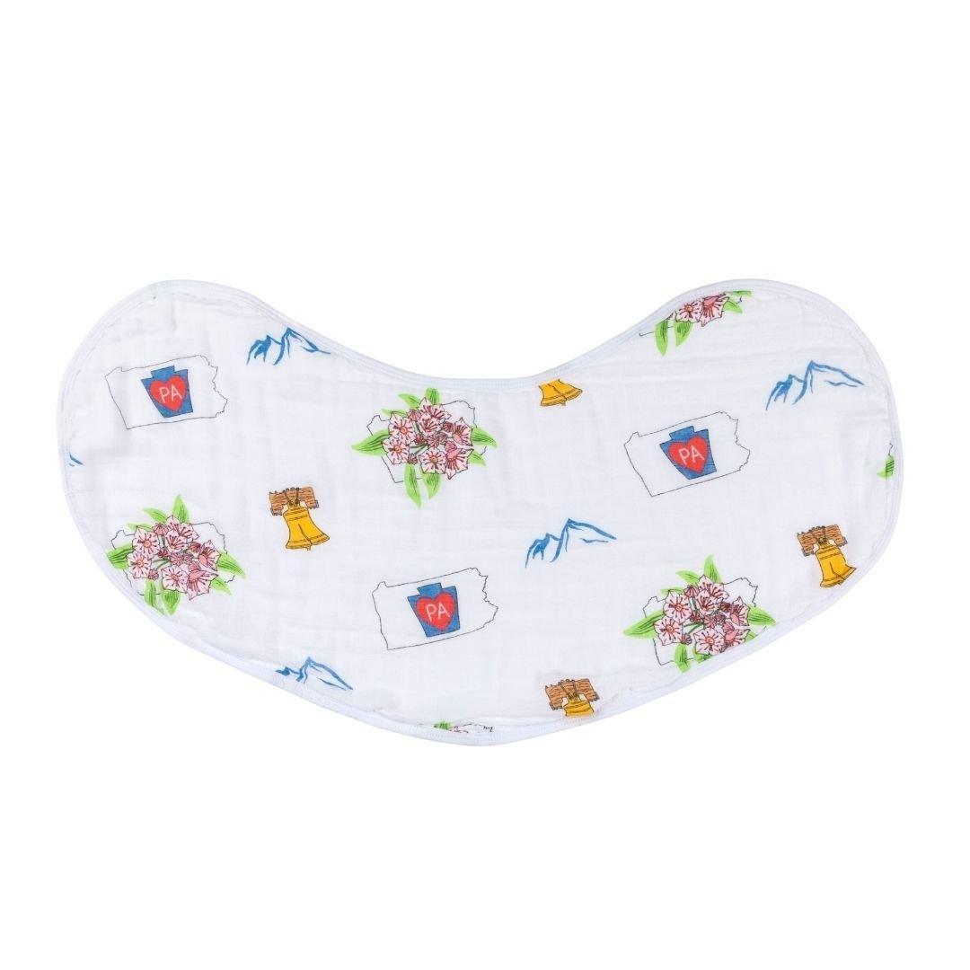 Gift Set: Pennsylvania Baby Muslin Swaddle Blanket and Burp Cloth/Bib Combo Hospital Coming Home Essential