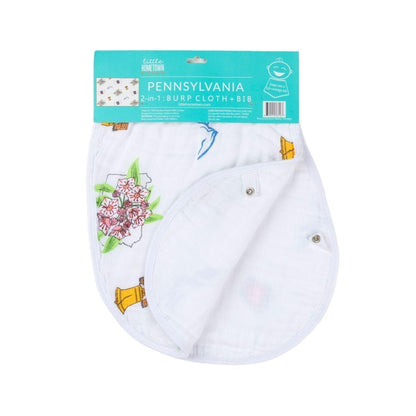 Gift Set: Pennsylvania Baby Muslin Swaddle Blanket and Burp Cloth/Bib Combo Hospital Coming Home Essential