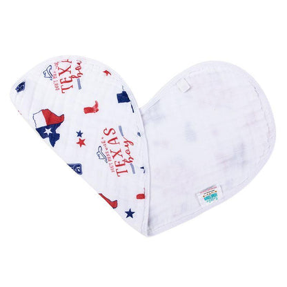 Gift Set: Texas Baby Boy Muslin Swaddle Blanket and Burp Cloth/Bib Combo Baby Shower Essential for Newborn
