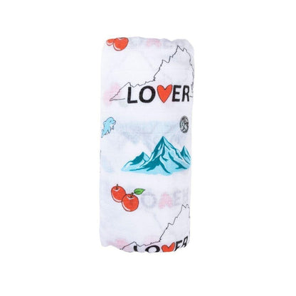 Gift Set: Virginia Baby Muslin Swaddle Blanket and Burp Cloth/Bib Combo Soft Breathable Bamboo Cotton