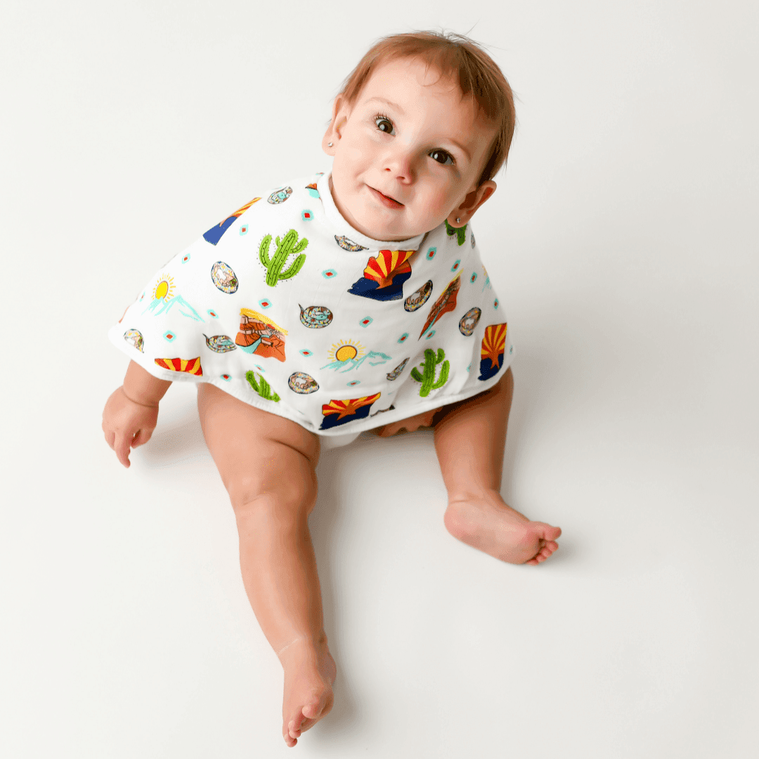 GiftSet: Arizona Baby Muslin Swaddle Blanket and Burp Cloth/Bib Combo Extra Large Bamboo Cotton