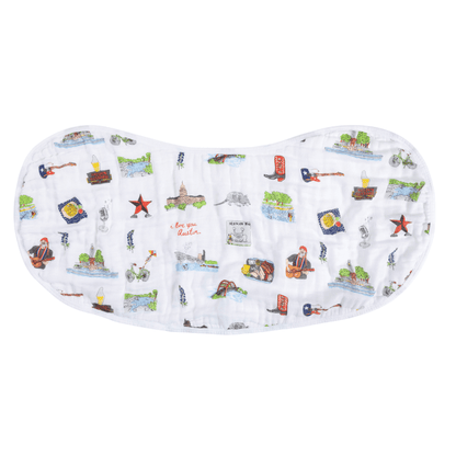 GiftSet: Austin Baby Muslin Swaddle Blanket and Burp Cloth/Bib Combo Extra Large Bamboo Cotton