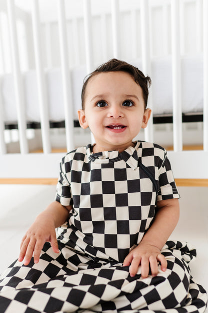 BAMBOO SLEEP BAG - BLACK CHECKERS