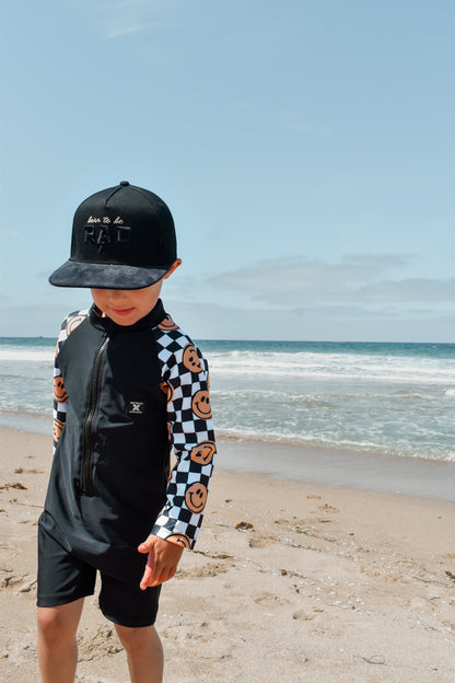 UPF 50 RASHGUARD ONESIE - HAPPY SURF