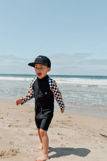 UPF 50 RASHGUARD ONESIE - HAPPY SURF