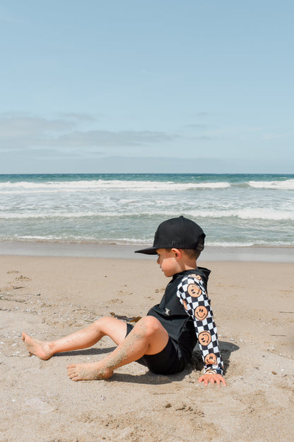 UPF 50 RASHGUARD ONESIE - HAPPY SURF