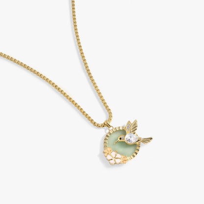 Hummingbird Gemstone Pendant Necklace