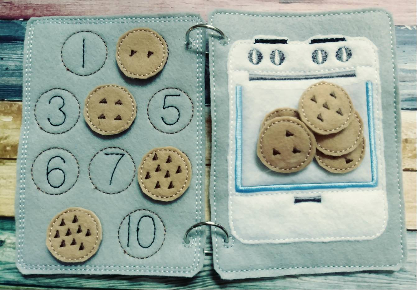 Learn to count  - Toddler quiet book page - toddler busy book - counting from 1 -10 page - learning page - number page - busy book