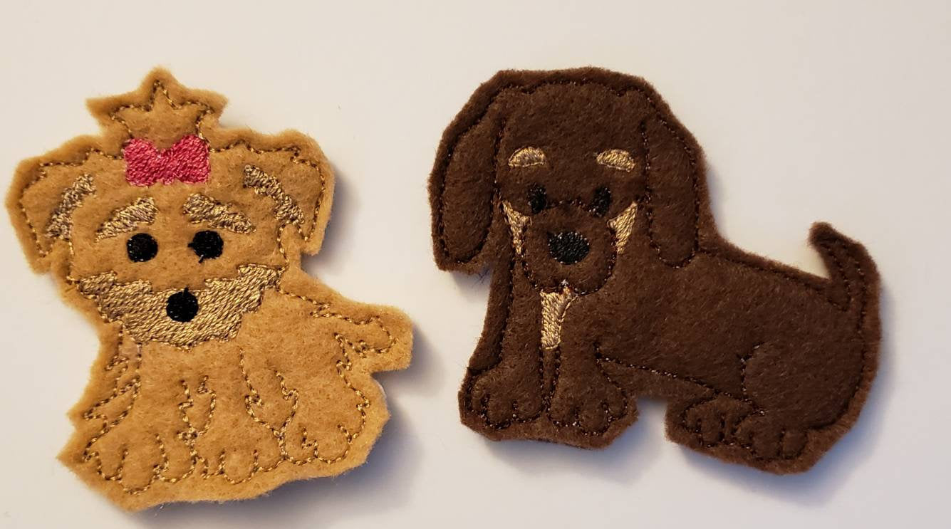 Dog Finger Puppets - dog toy - puppy finger puppet -personalized - Storage Bag  -  Quiet Toy - Busy Bag - Activity Bag - custom colors