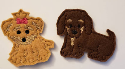 Dog Finger Puppets - dog toy - puppy finger puppet -personalized - Storage Bag  -  Quiet Toy - Busy Bag - Activity Bag - custom colors