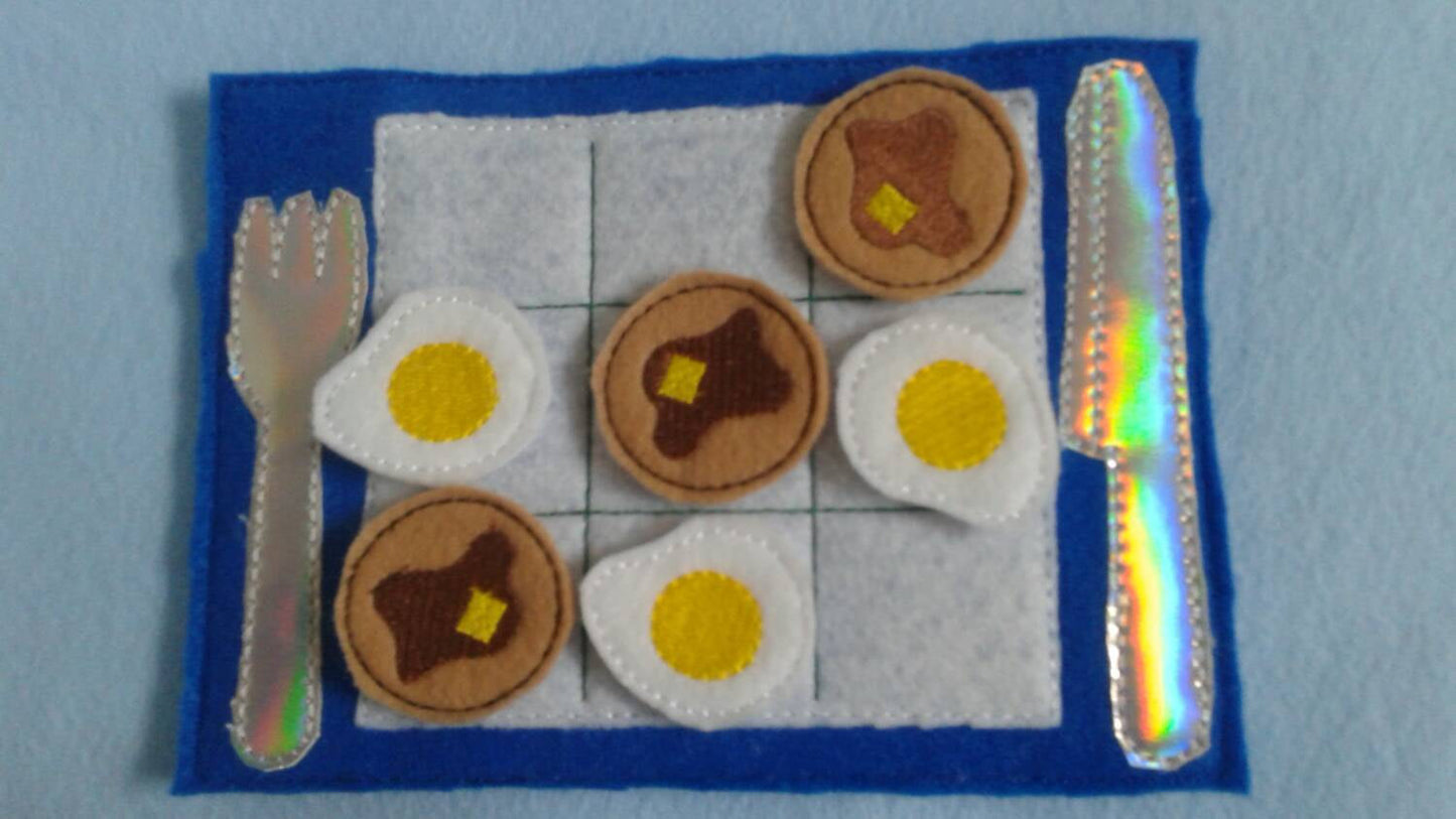 Felt tac toe game - tea party - Tic Tac Toe - tea pot game -  Classic Game -  Quiet Toy - Birthday Party Favors - cookie - tea cup