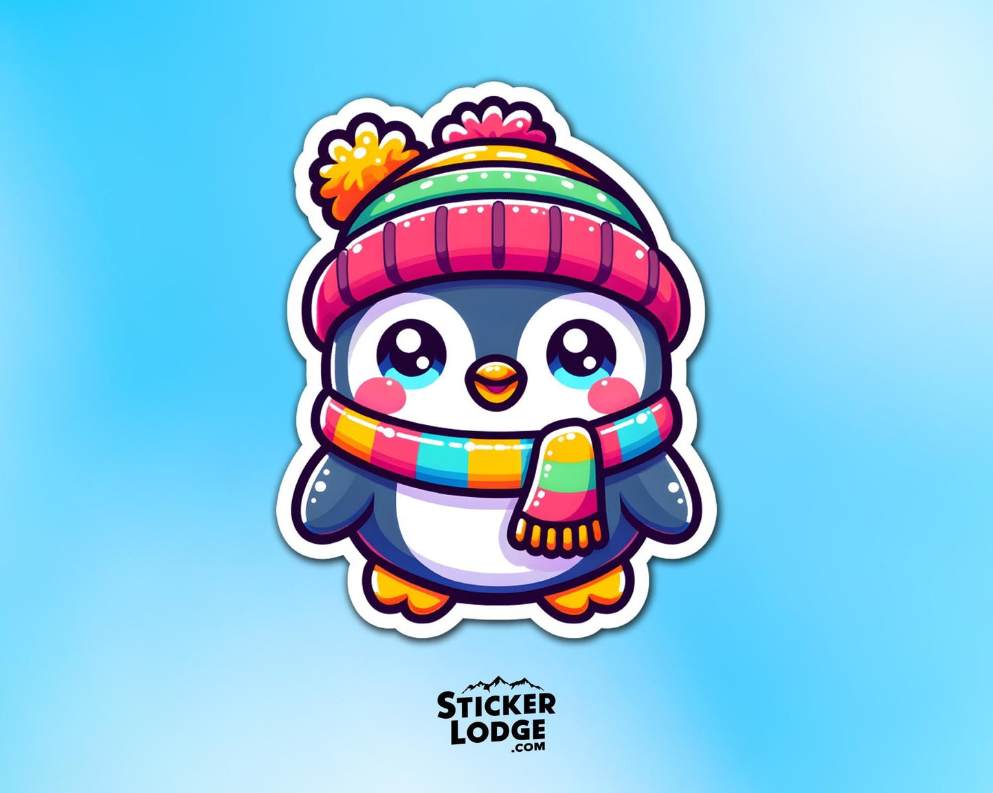 Kawaii Penguin with Winter Hat Vinyl Sticker