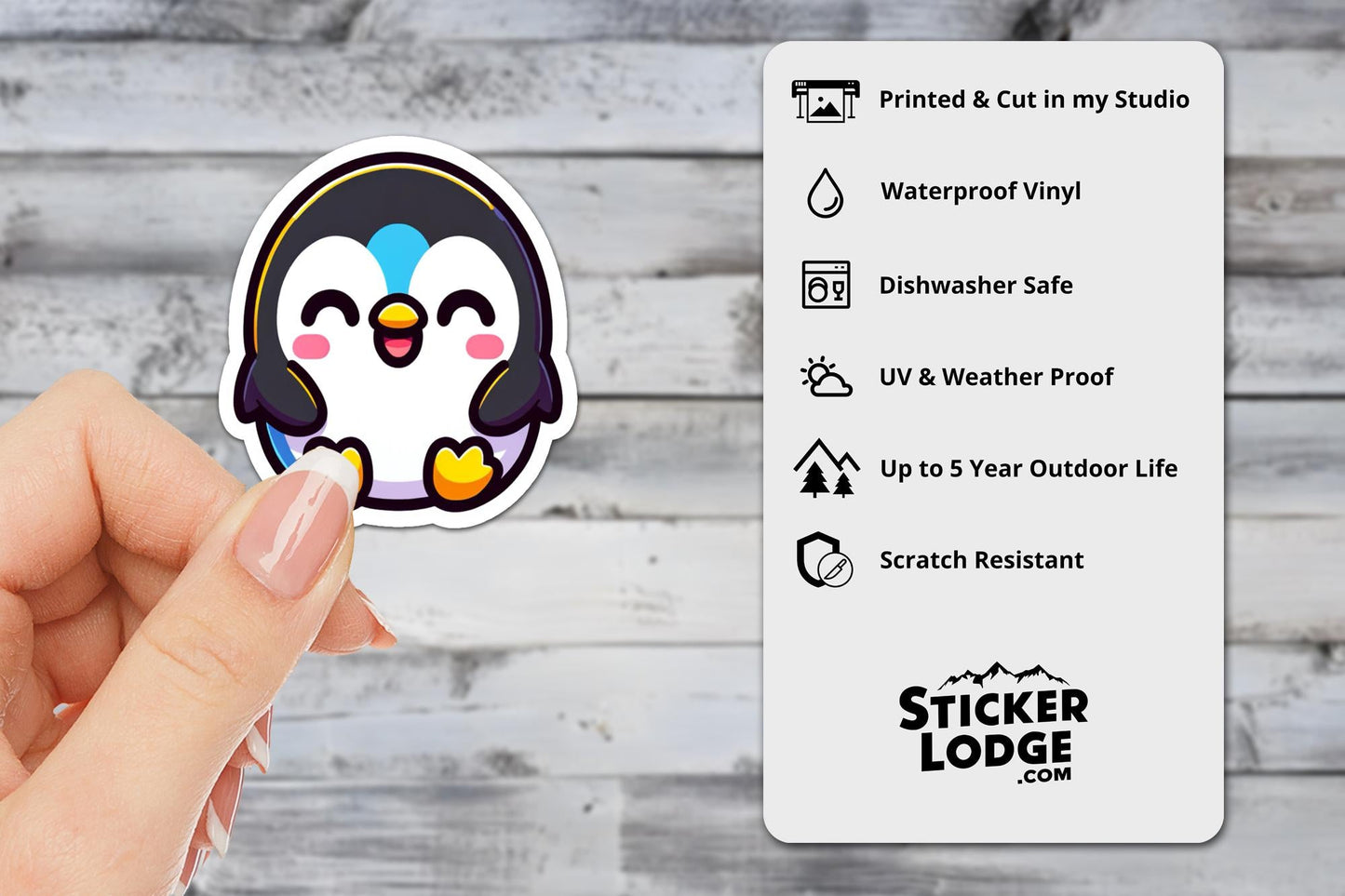 Cheerful Kawaii Penguin Vinyl Sticker