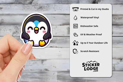 Cheerful Kawaii Penguin Vinyl Sticker