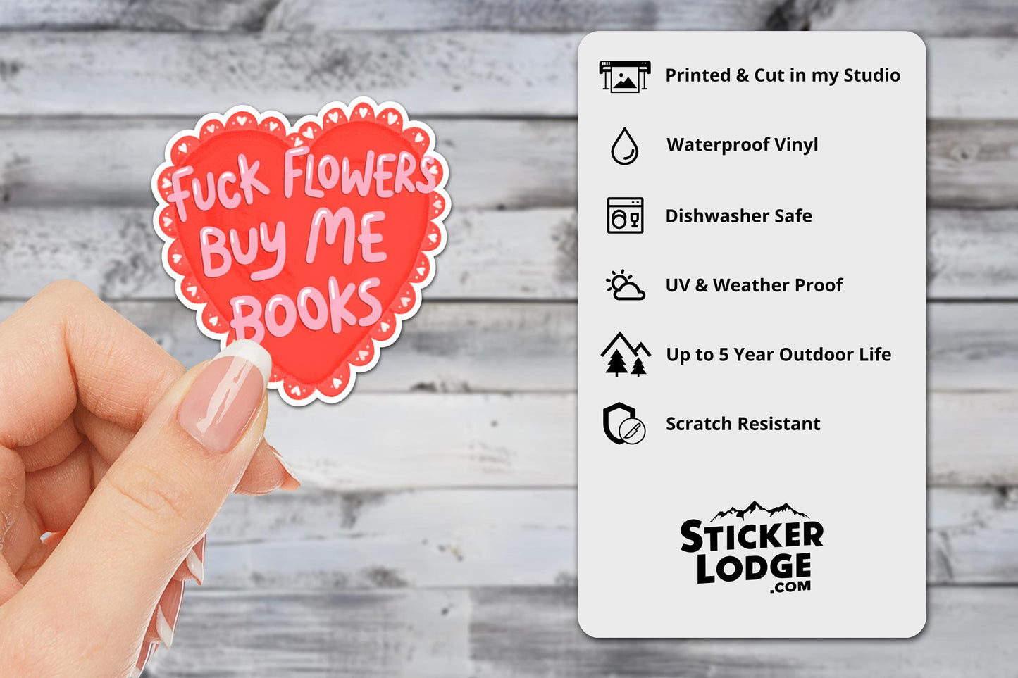 Fuck Flowers Buy Me Books Vinyl Sticker