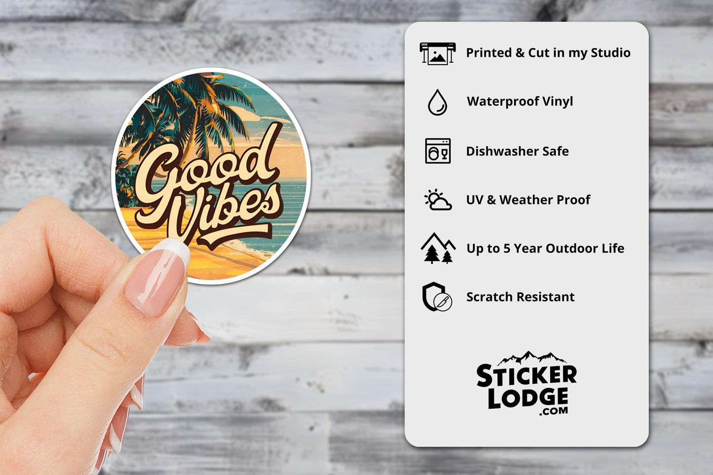 Good Vibes Tropical Beach Vinyl Sticker