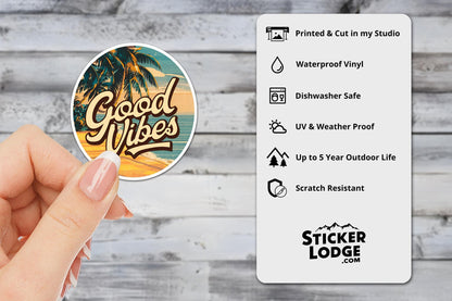 Good Vibes Tropical Beach Vinyl Sticker