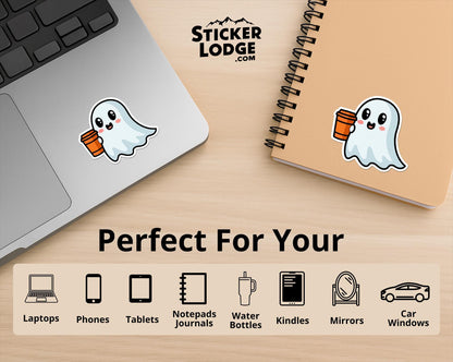 Ghost Pumpkin Spice Latte Coffee Vinyl Sticker