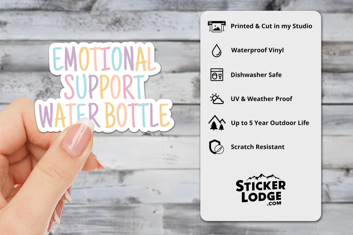 Emotional Support Water Bottle Vinyl Sticker