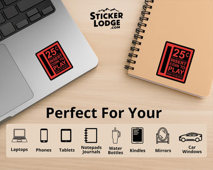 Retro Arcade 25 Cents Insert Coin Vinyl Sticker