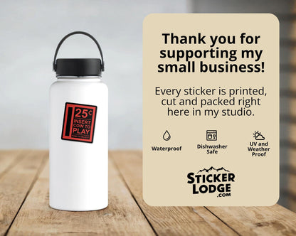 Retro Arcade 25 Cents Insert Coin Vinyl Sticker