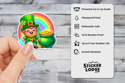 Leprechaun with Pot of Gold Vinyl Sticker
