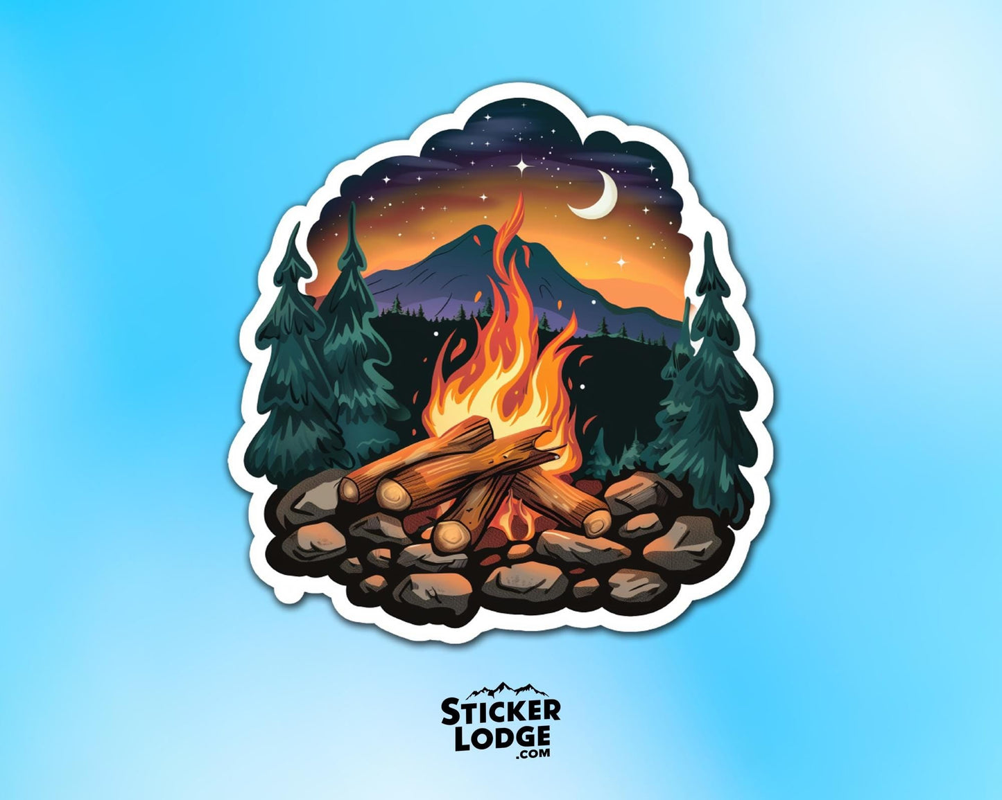 Night Campfire Vinyl Sticker