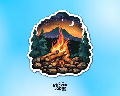 Night Campfire Vinyl Sticker
