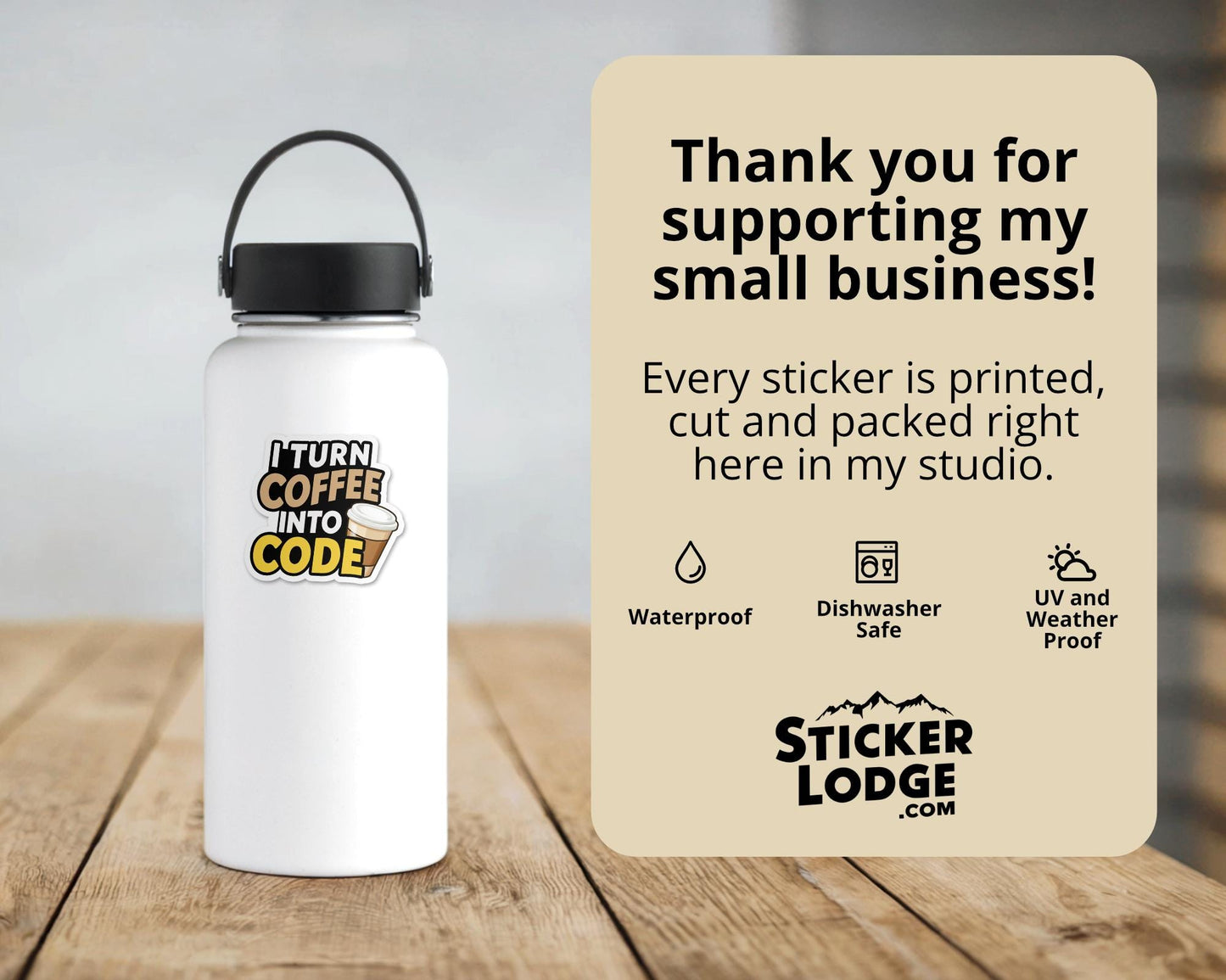 I Turn Coffee Into Code Vinyl Sticker