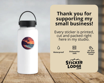 Tropical Beach Sunset Vinyl Sticker