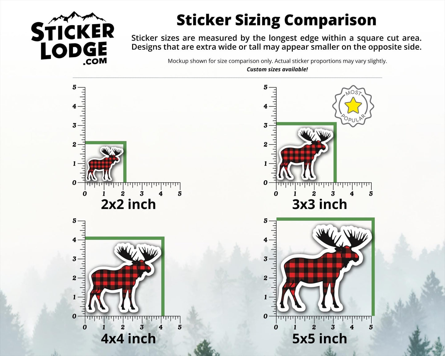 Moose with Red Buffalo Plaid Vinyl Sticker