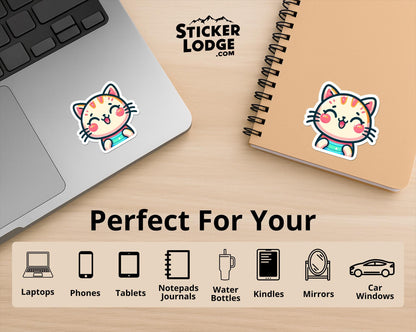 Happy Cat Kawaii Vinyl Sticker