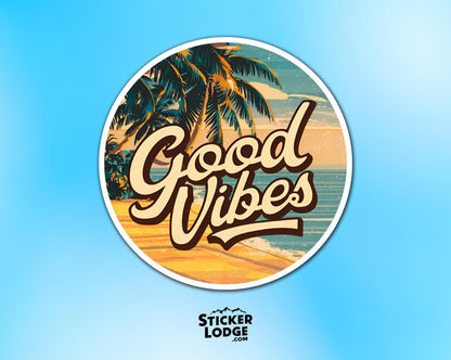 Good Vibes Tropical Beach Vinyl Sticker